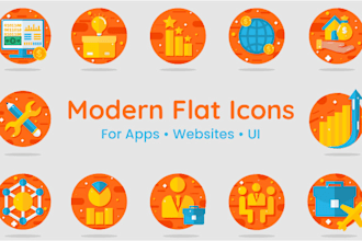 design modern 2d flat icons for apps, websites, and UI