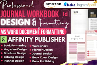 do document formatting workbook, journal design, brochure in affinity publisher