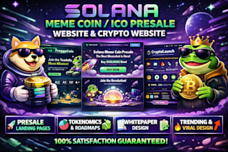 design a solana meme coin or ico presale website and crypto website