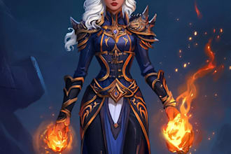 illustration, fantasy character, assets, card game, cover