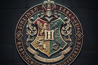 design a magical wizard school style logo inspired by fantasy world