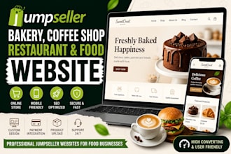 design jumpseller bakery website, coffee shop, restaurant and food website