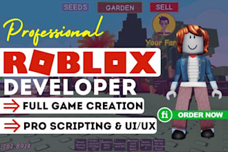 custom roblox game developer, lua scripter, ui ux, full stack roblox developer