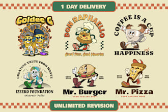 design a retro cartoon mascot logo with vintage style