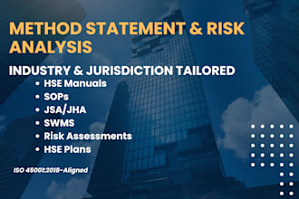 create hse manuals, sops, risk assessments, jsa and swms