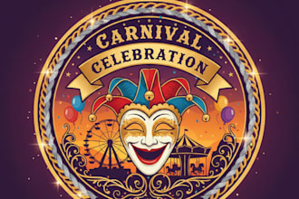 design a vibrant and fun carnival logo for your brand or event