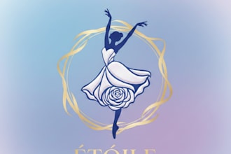 design an elegant and graceful ballerina logo for your brand
