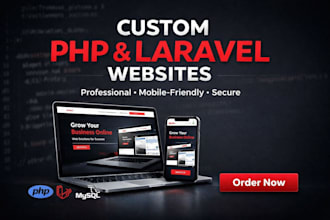 develop a custom responsive website using PHP laravel with SEO optimization