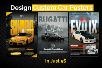 design unique car poster and ads in just 5 dollers