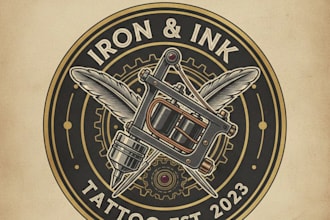 design a bold and edgy tattoo machine logo for your brand