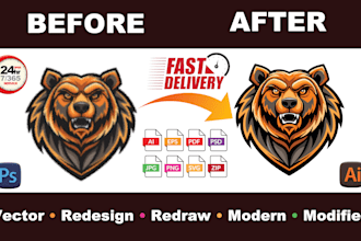 vectorize your logo, redesign, modified, png to svg, ai, eps