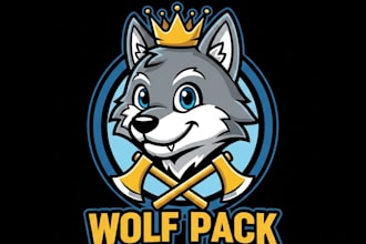 create wolf mascot logo with t shirt design