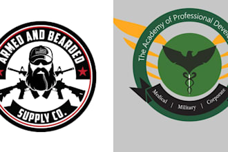 design stunning badge circle bold military tactics logo
