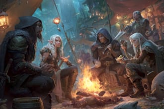 draw character art, fantasy dnd character, dnd party game art