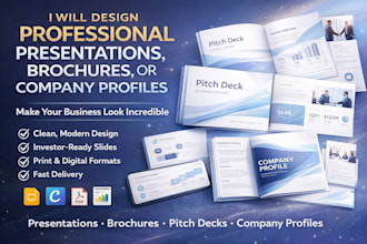 design professional presentations, brochures, or company profiles