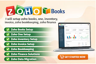 setup zoho books, one, inventory, invoice, zoho bookkeeping, migration