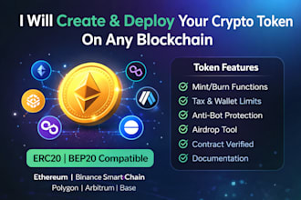 create and deploy your crypto token on ethereum, bsc, polygon, arbitrum