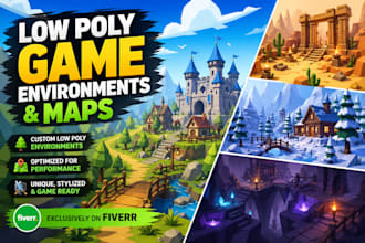 create low poly game environments and maps