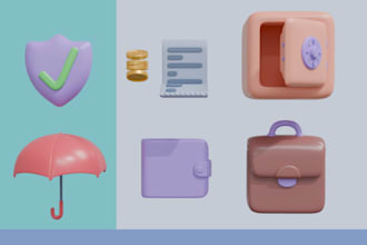create modern 3d icons for apps, web and branding