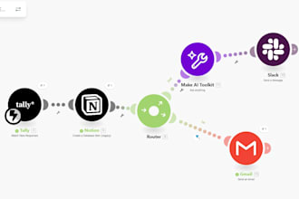 build lead automation with tally, notion CRM, slack and make