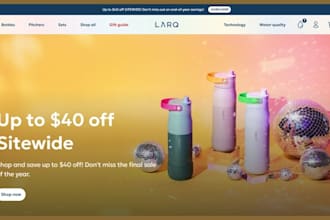 design ecommerce bottle store, drinkware shopify store, tumbler, mug, website