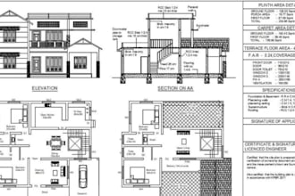design architectural and mep city permit drawings, 2d floor plans in autocad