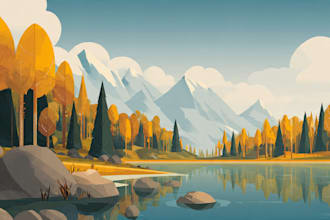 draw a flat vector landscape illustration