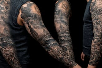 draw a full sleeve tattoo design unique modern
