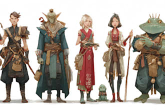 draw your dnd rpg character or party illustration art