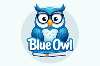 design awesome blue owl mascot logo