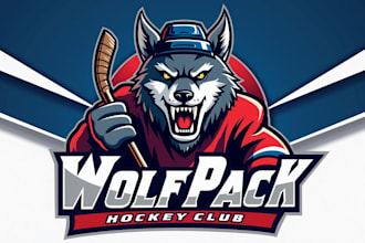 design high quality wolf hockey logo