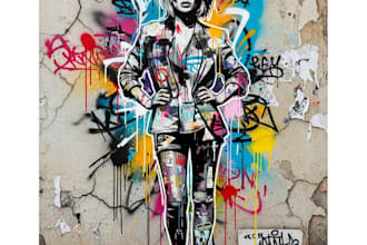 do a spray paint stencil art with professional detail