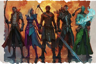 draw dnd party art and dnd character art
