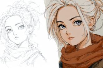 sketch characters into anime style
