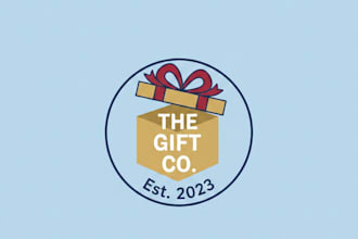 design a creative and attractive gift box logo for gift shop brand