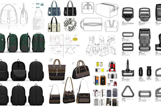 design professional handbag luggage bag backpack purse tech packs with drawings