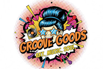 design a vibrant and creative pop art logo