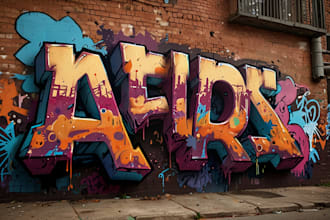 paint a wonderful real graffiti on the street hidden wall