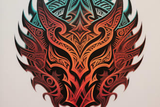 create polynesian full sleeve tribal tattoo layout