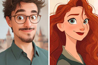 make a portrait in semi realism disney cartoon style