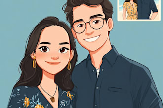 disney family couple cartoon portrait