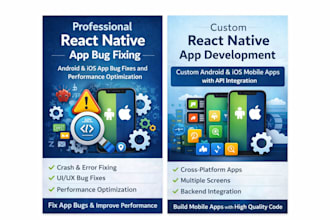 fix bugs and develop react native apps for android and ios