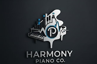 design a professional and elegant piano logo for your brand