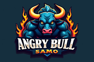 make an amazing angry bull head mascot logo