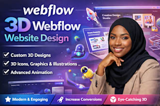 design or develop interactive 3d webflow website, 3d animated webflow website