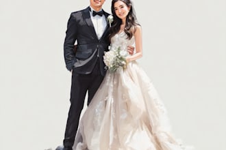 draw couple portrait for wedding illustration