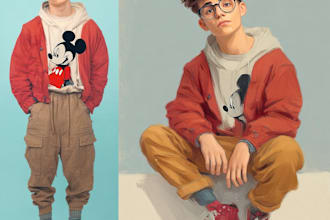 portrait in semi realism disney cartoon style