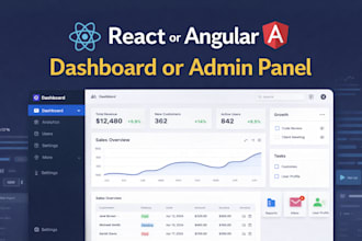 build a modern react or angular dashboard or admin panel