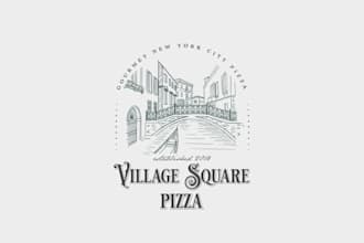 design retro vintage premium pizzeria and food restaurant logo