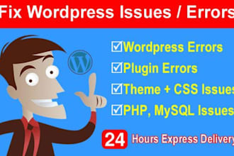 fix wordpress error php backend error fast, fix any critical issue wp help